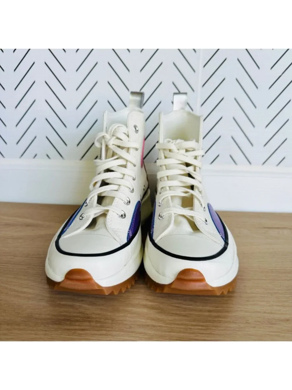 ❤️Converse Run Star Hike Hi Platform 9 Womens Shoes Beige Purple Sneaker A09796C - Picture 4 of 13